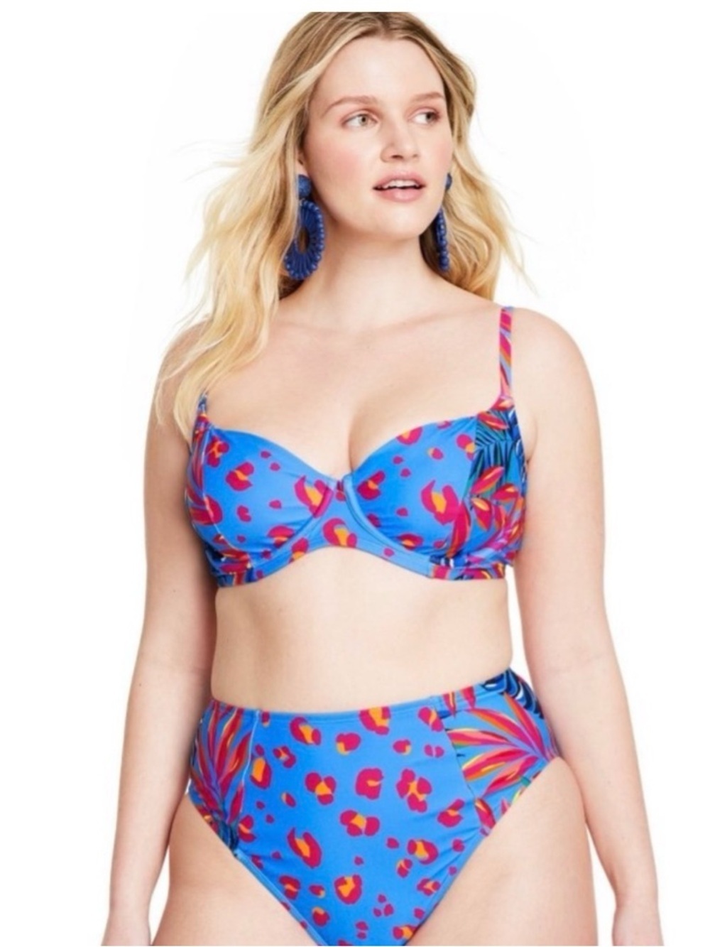 Tabitha Brown X Target Leopard Tropical Underwire Bikini Set Pink Blue Size M L